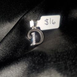 1" .925 Silver Initial "D" Pendant 