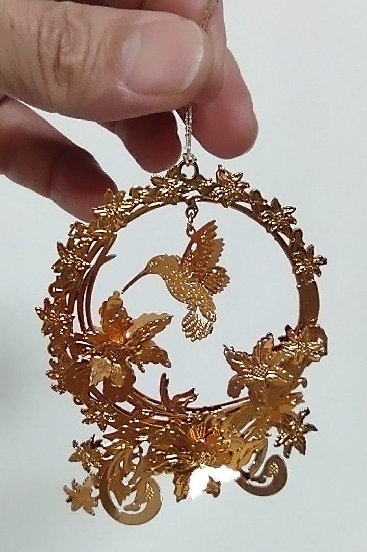 Danbury Mint 23K Gold Plated Christmas Tree Ornament Holiday Hummingbird