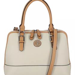 GIANI BERNINI bag Saffiano faux-leather dome satchel crossbody Ivory Tan