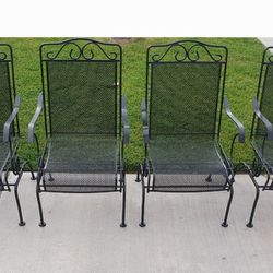 Wrought Iron Metal Coil Spring Outdoor Dining Patio Chairs  -Repainted & Great Condition! For All 4!
