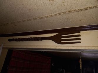 4' Wooden Fork And Spoon With Candelabra