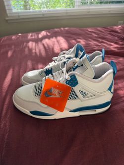 Air Jordan 4 White Military Blue Sneakers