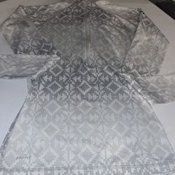 Nike Pro 1/2 Zip Running Pullover Size  SMALL Gray White Geometric Long Sleeve