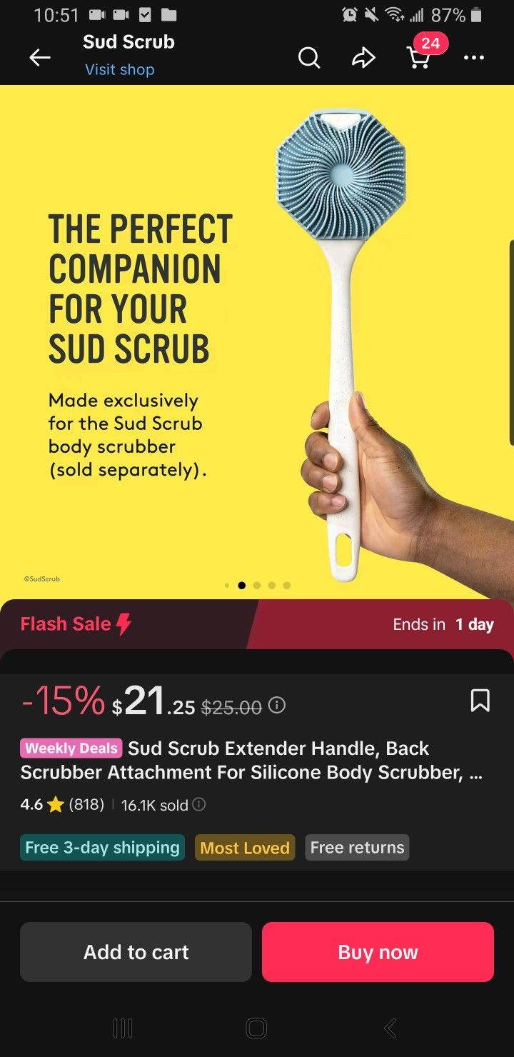 Sud Scrub Set, Body & Face Scrubber, With Stick