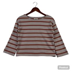 MADEWELL WOMENS SWEATSHIRT CROPPED  MAEVE RUST ORANGE STRIPED LONG SLEEVE -XXS-