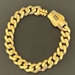 10k solid yellow gold Cuban Monaco bracelet hollow 7 inch