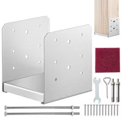 545*6"x 6" Post Base, 1Pcs Stainless Steel Adjustable Post Anchor Bracket(Internal 5.9 x 5.5"), Adjustable Post Base for Pavilion Deck Porch Handrail
