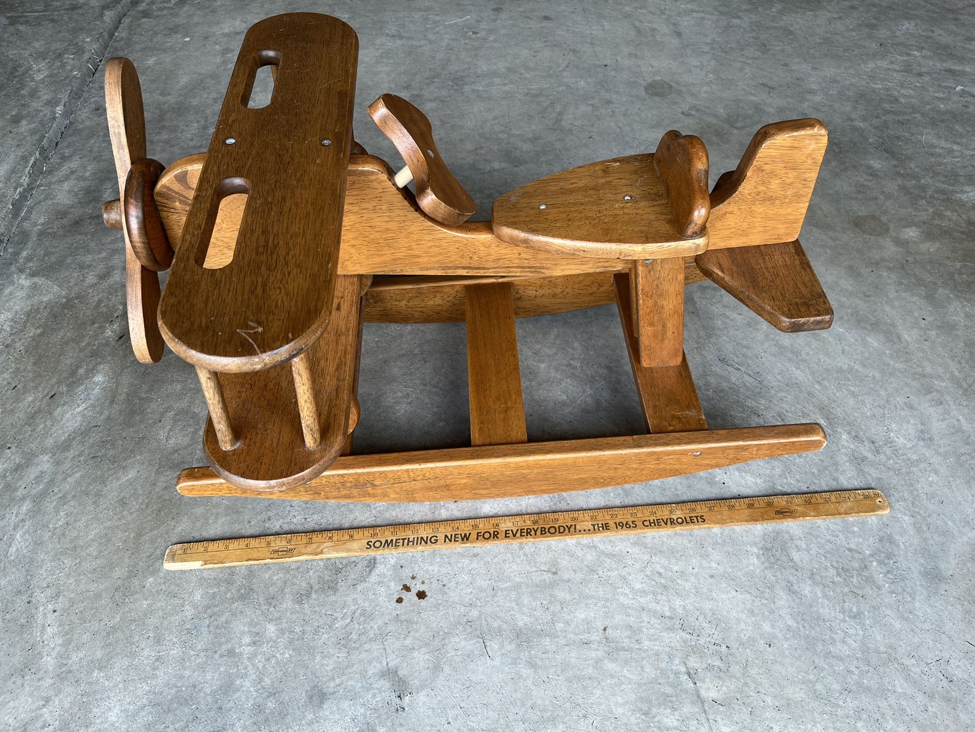 CHILD’S WOODEN AIRPLANE ROCKING HORSE $125