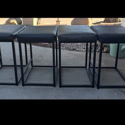 4 Metal Barstools Grey Faux Leather $40 