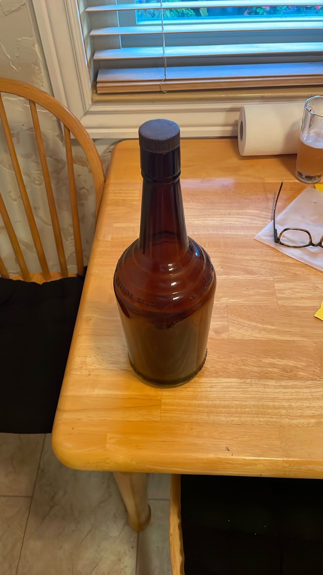 Vintage Amber / Brown Half Gallon Liquor Bottle