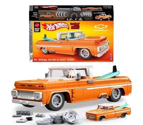 Mattel Brick Shop Hot Wheels Custom 62 Chevy Pickup Building Toy Kit for Collectors - 858pc