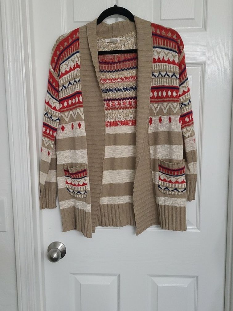 Tan Open Cardigan by Self Esteem Size M