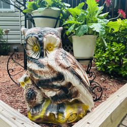 Vintage, Handmade and Painted in Mexico, Garden Owl Decor