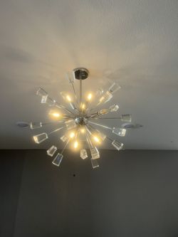 Fan, Chandelier, Clock
