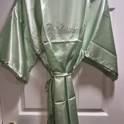 Bride Bridesmaid Robe Green Satin