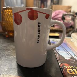 Starbucks 2012 Holiday Christmas cup/mug. White w/red balls. 10.8oz.