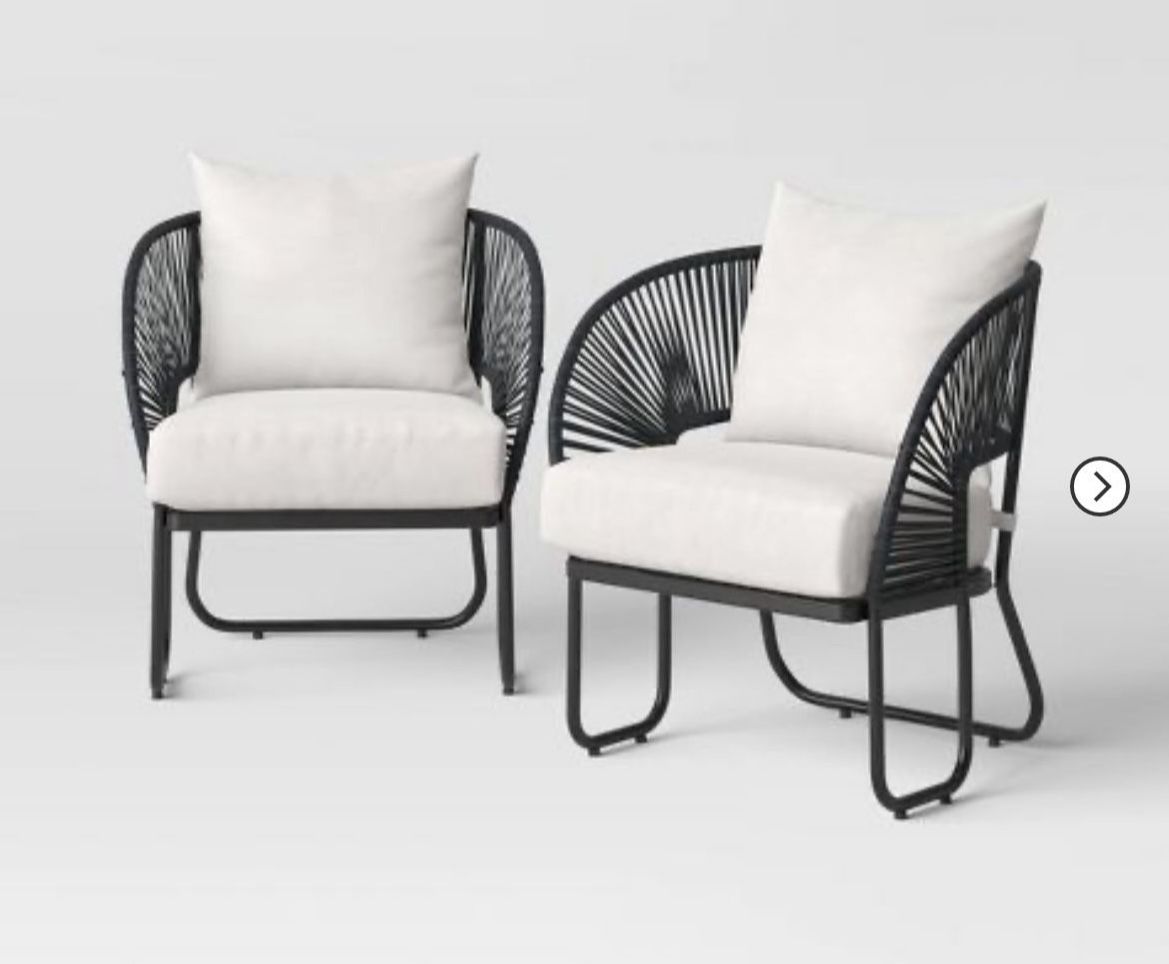 2 - Mackworth 2pk Rope Patio Club Chairs, Outdoor Furniture - Black - Thresholdâ„¢!
