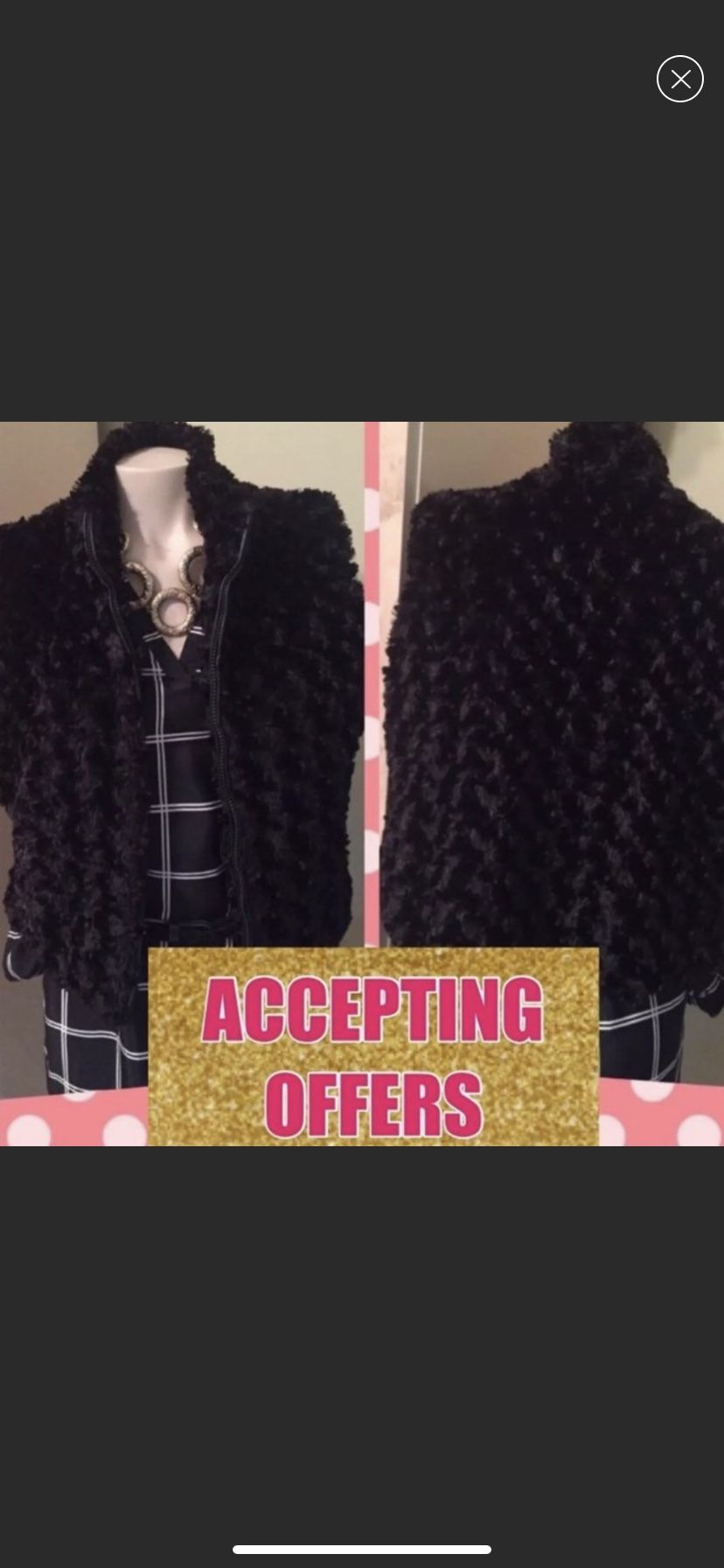 RARE* CEJON ACCESSORIES ZIP UP FUR VEST SIZE M