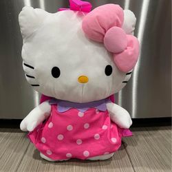 18” Hello Kitty plush Backpack with zipper pouch