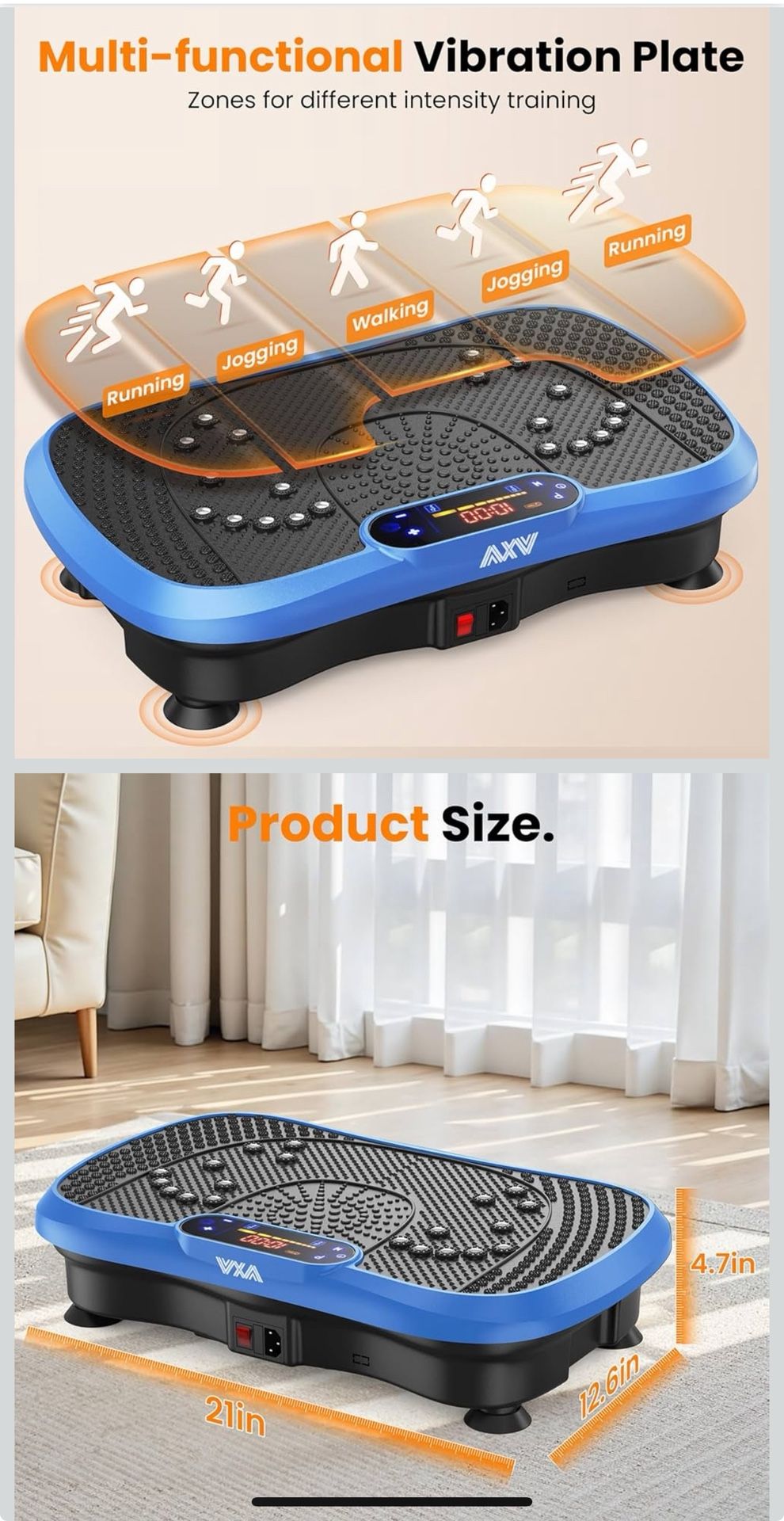 AXV Vibration Plate Fitness Platform Exercise Machine Vibrating Shaking Full Body Shaker Workout Vibrate Stand Shake Board Sport Gym for Weight Loss F