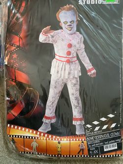 Boys Pennywise Scary Evil Clown Halloween Costume Size 4-6X