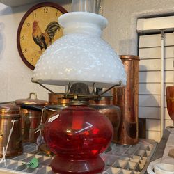 Vintage Ruby Red Oil Lamp