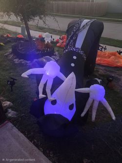 Gemmy Lightshow Airblown ShortCircuit Victorian Reaper Giant (Black Light) , 12 ft Tall
Not sure why sometimes he stays up and sometimes he bends over