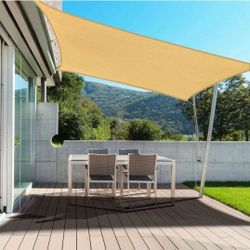 16 ft. x 20 ft. Sand Rectangle Outdoor Patio Sun Sail Shade Canopy