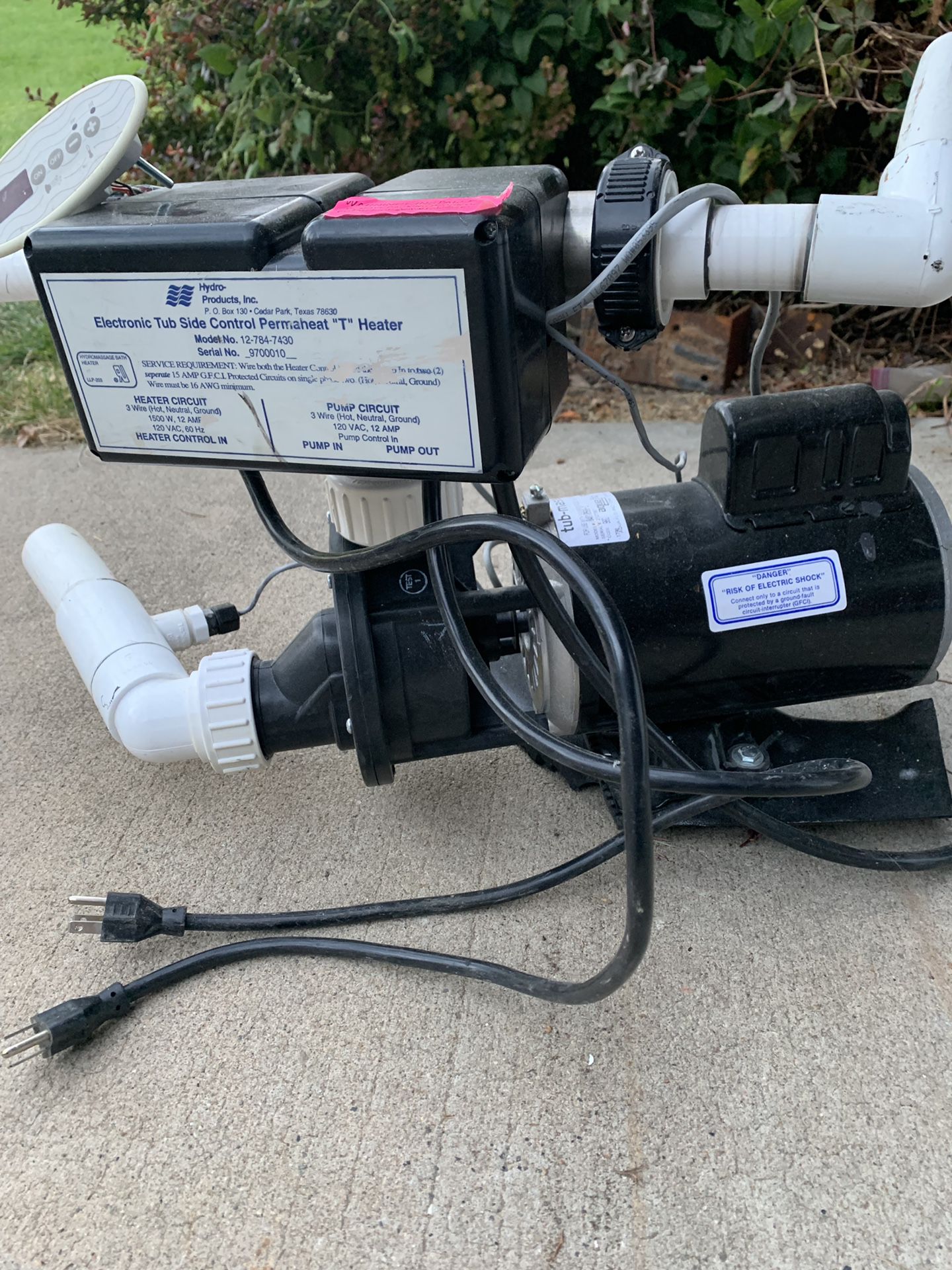 Hot tub pump and heater