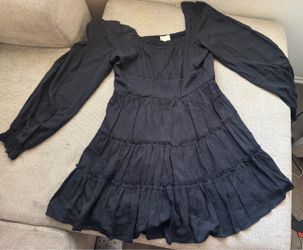 Black Tiered Long Sleeve Mini Dress