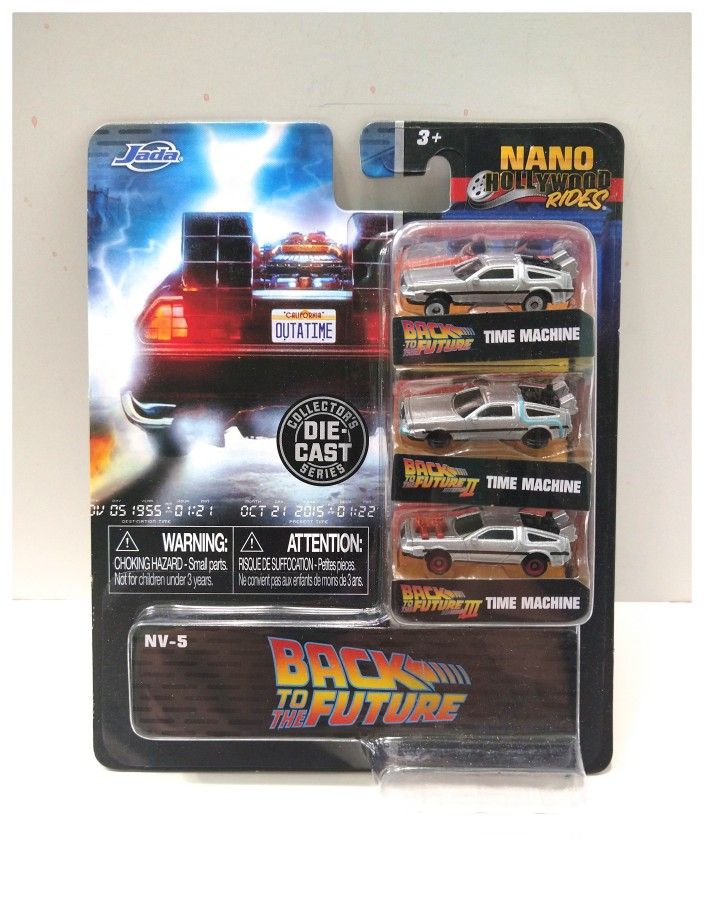 Jada ~ 'Back To The Future' 3 Nano Collectors Cars - 1.75" ea. *NEW*