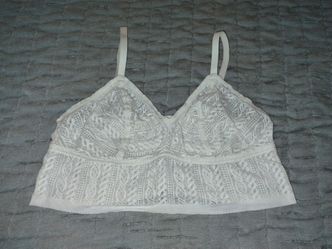 Women's White Lace Thin Bralette Size Extra Large