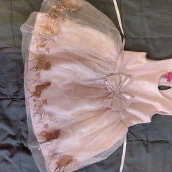 GIRLS DRESS,ROSE GOLD GLITTER, UNICORNS