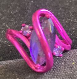 Pink Ring With Purple Gemstone Size 5