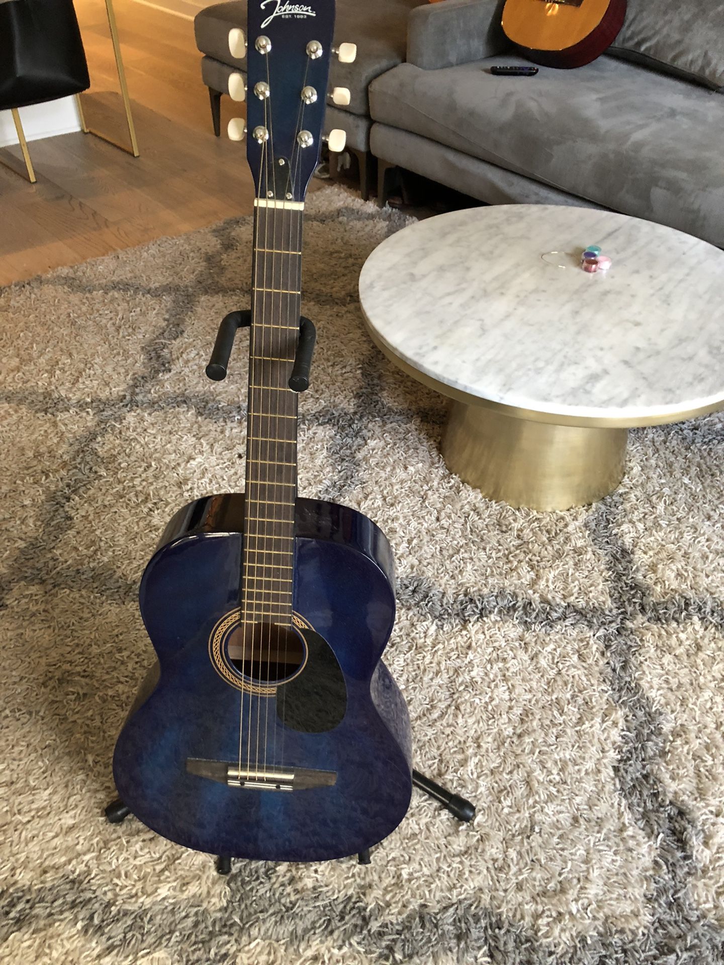 johnson acoustic navy blue full size guitar