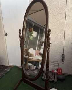 Mirror With Wooden Structure Vintage