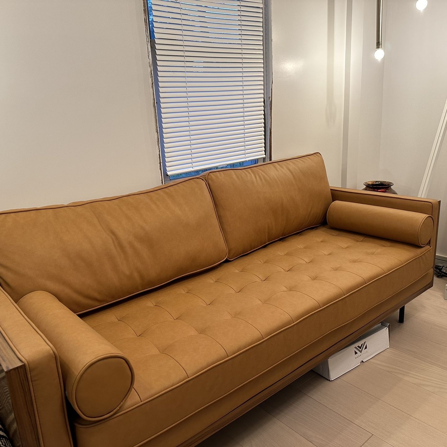 All Mordern - Honey Tan Faux leather sofa 