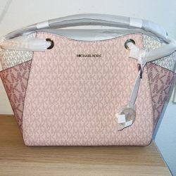 Brand New Michael Kors Jet Set Large Pink Signature Logo Tote Bag