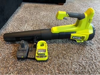 RYOBI ONE+ 18V 100 MPH 350 CFM Cordless Battery Variable Speed Jet Fan Leaf Blower with Battery and Charge