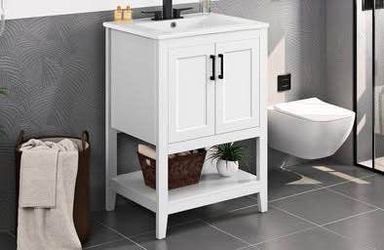 Newly Assembled  24" Modern Bathroom Vanity with Sink Bathroom Sink Cabinet with Ceramic Basin