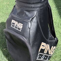 VTG PING GOLF Staff Golf Cart Bag Black Leatherette 6-Way Divider Multiple Pockets