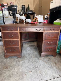 Vintage Mahogany Pedestal Executive Desk