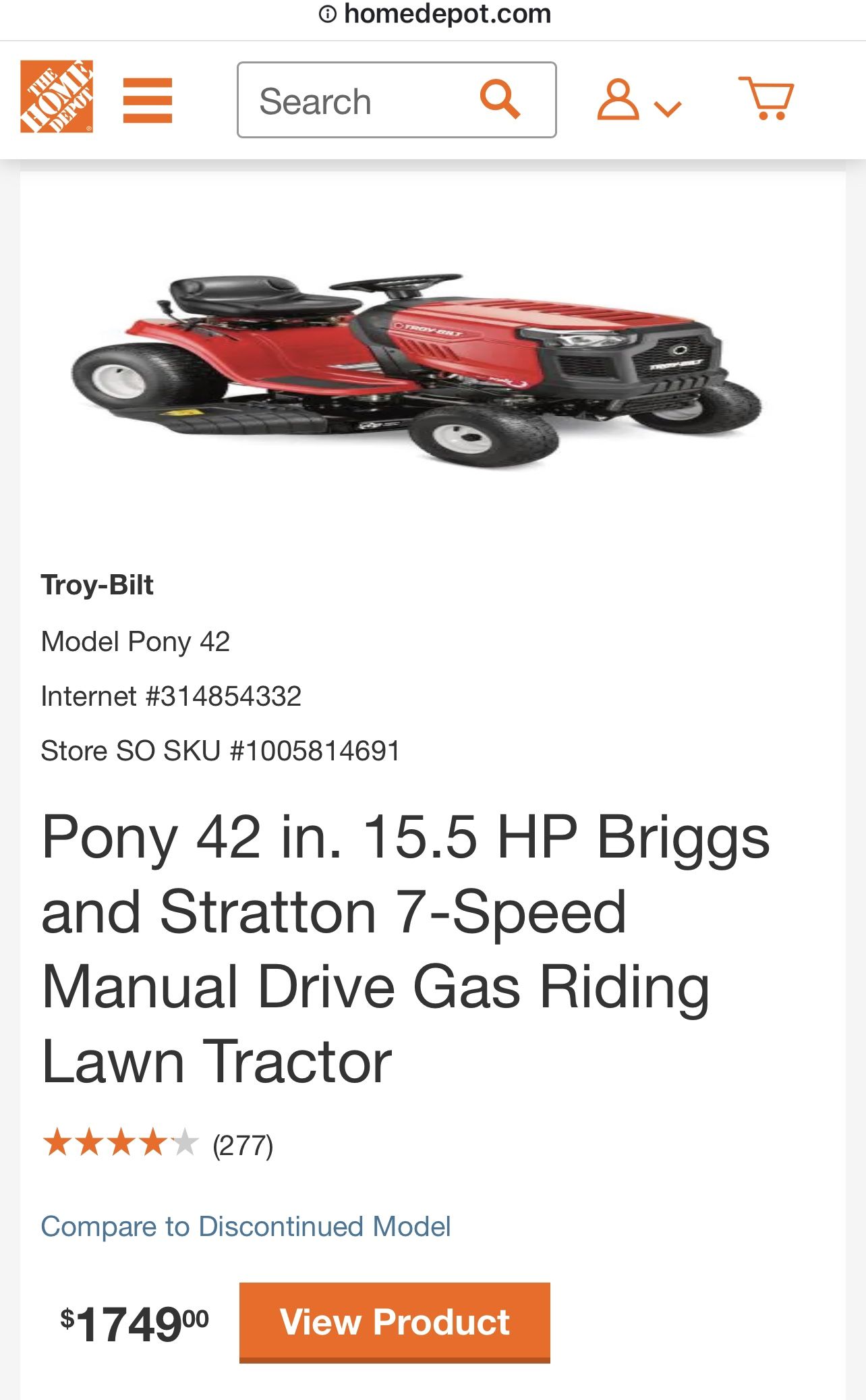 Lawnmower  Pony 42in 