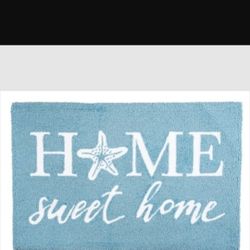 Sky-blue with starfish hooked rug, NEW