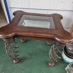 Small Wood & Glass Table