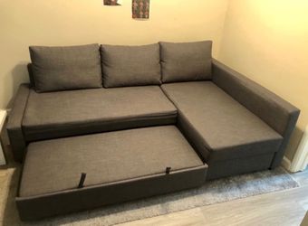 Gray Modern Friheten 90” Sleeper Sectional Sofa with Reversible Storage Chaise