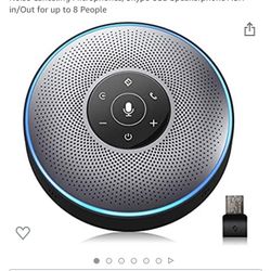 Bluetooth Speakerphone - M2 Gray Conference Speaker w/Dongle, Idea for Home Office 360º Voice Pickup 4 AI Echo & Noise Canceling Microphones, Skype US