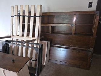 Bed frame with shelves and two drawers bed