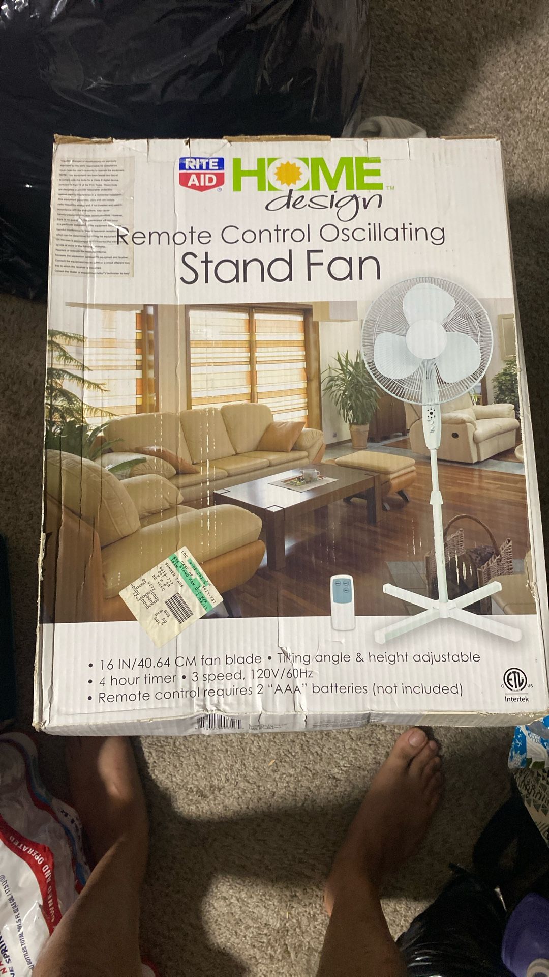 Rite Aid Home Design Remote Control Oscillating Stand Fan