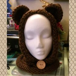 Brown hooded bear cowl